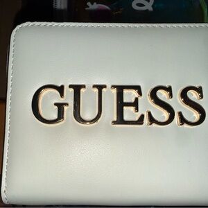 GUESS Cream Wallet with Bold Logo